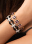 Black onyx and diamond bracelet in pure silver, displayed to show its elegant size and design.