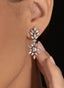 Close up of 3.37 ct diamond drop earrings in 18K white gold, showing their brilliance and elegance.