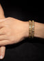 Model wearing rose cut diamond bangles, displaying size, proportion, and elegance.