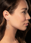 Side view of model wearing rose cut diamond dangle earrings, highlighting elegance and proportion. 