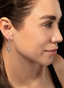 Model wearing diamond dangle earrings, highlighting their elegant proportions and unique design.