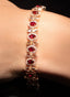Close-up of rubellite and rose cut diamond bracelet, showcasing intricate craftsmanship.