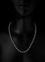 Elegant dark gray-blue pearl necklace with gold clasp and 2.5" extender chain.