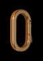 Side view of 14K gold hinge connector, for attaching medallions to bracelets and necklaces.