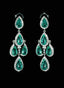 13.65 ct emerald and diamond drop earrings in 18K white gold, displayed against a black background.